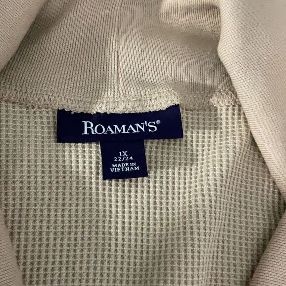 Roamans Beige Long Sleeve Waffle Knit Pullover Collared Sweater Women’s Size 1X - Picture 4 of 5